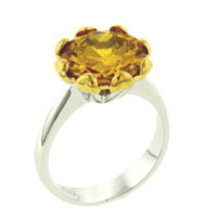Rings - size 8 round cut citrine cz ring Image.