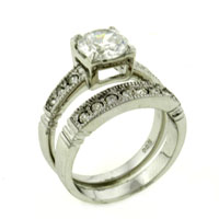 Rings - round cut cz wedding set ring Image.