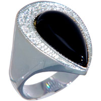 Rings - size 8 pear cut onyx sterling silver black rings Image.