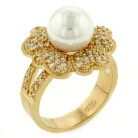 Rings - size 8 freshwater pearl cz ring Image.