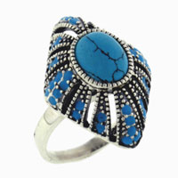 Rings - size 8 vintage oval turquoise sterling silver ring Image.