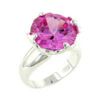 Rings - size 8 round cut pink cz ring Image.