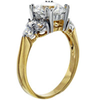 Rings - size 8 round cut six stone cz golden ring Image.