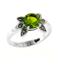 Rings - round cut green periodot cz christmas ring Image.