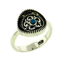 Rings - size 8 round cut aquamarine cz ring Image.
