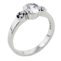 Rings - size 8 oval cut three stone cz ring Image.