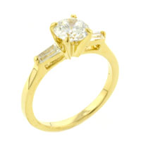 Rings - size 8 round cut cz framed by baguettes ring Image.