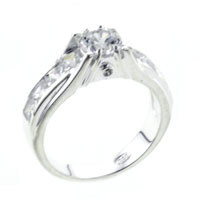 Rings - size 8 round &amp; square cut cz ring Image.