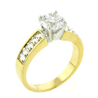Rings - size 8 round cut eleven stone cz golden ring Image.