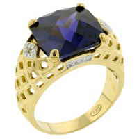 Rings - size 8 square cut amethyst cz ring Image.