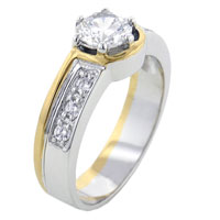 Rings - size 8 gold plated and sterling silver cubic zirconia ring Image.
