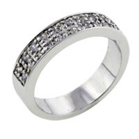 Rings - size 8 double wide cz encrusted band ring Image.
