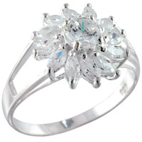 Rings - cz round cut sunflower ring Image.