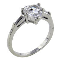 Rings - size 8 cz heart with baguette accents ring Image.