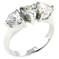 Rings - size 8 triple heart cz ring Image.