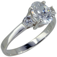 Rings - size 8 oval cut cz 925 sterling silver ring Image.