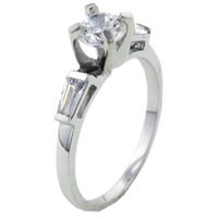 Rings - size 8 round cut two baguette cz adorn ring Image.