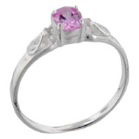 Rings - size 8 oval cut pink cz drop ring Image.