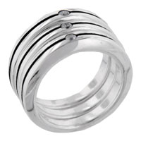 Rings - size 8 round cut cz stripe ring trio Image.