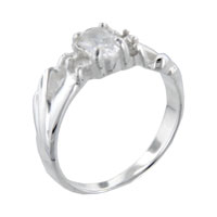 Rings - size 8 oval cut cz flower &amp; stem ring Image.