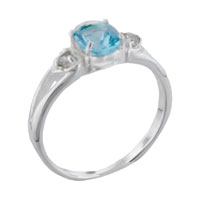 Rings - size 8 oval cut cz aquamarine rhinestone ring Image.