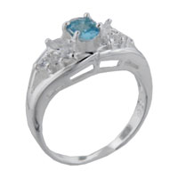 Rings - size 8 oval cut cz aquamarine ring Image.