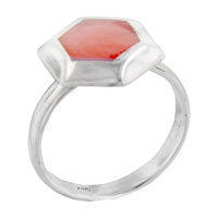 Rings - size 8 pink hexagonal red coral shell ring Image.