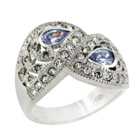 Rings - size 9 pear cut aquamarine cz ring Image.