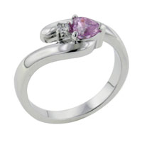 Rings - size 9 pink heart cz ring Image.
