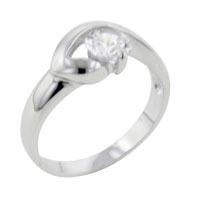 Rings - size 9 round cut zirconia chevron set ring Image.