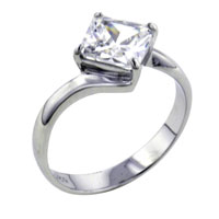 Rings - size 9 square cut cz twist 925 sterling silver ring Image.