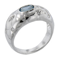 Rings - size 9 oval cut cz aquamarine quilt ring Image.