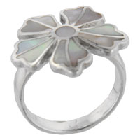 Rings - size 9 mother of pearl dogwood flower ring Image.