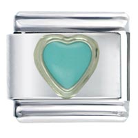 Italian Charms - heart aqua italian charm Image.
