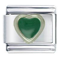 Italian Charms - heart green italian charm Image.