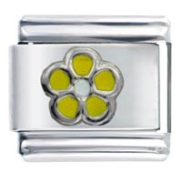 Italian Charms - silver plated yellow flower italian charm Image.
