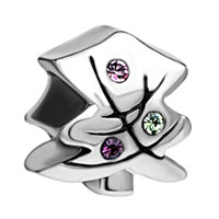 European Beads - leaf silver plated crystal european beads Image.
