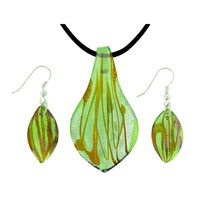Murano Glass Jewelry - green and amber murano glass pendant Image.