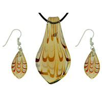 Murano Glass Jewelry - amber wave striped murano glass pendant Image.