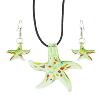 Murano Glass Jewelry - green starfish pendant Image.
