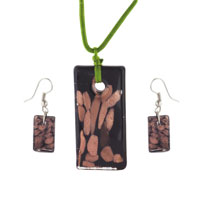 Murano Glass Jewelry - black rectangle pendant Image.