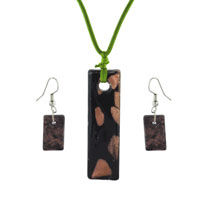 Murano Glass Jewelry - black gold rectangle pendant Image.