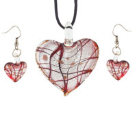 Murano Glass Jewelry - red and silver heart pendant Image.