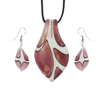 Murano Glass Jewelry - subtle red and white teardrop pendant Image.