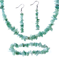 Necklaces - emerald semi precious chip stone set necklace Image.