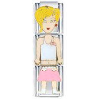 Italian Charms - blonde in white and pink multilink italian charms Image.