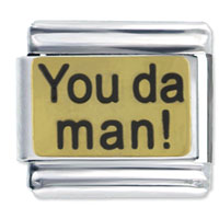 Italian Charms - you da man text italian charm Image.