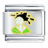Italian Charms - lady green kimono italian charm Image.