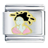 Italian Charms - lady pink kimono italian charm Image.