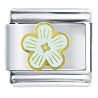 Italian Charms - white gold tone flower italian charm Image.